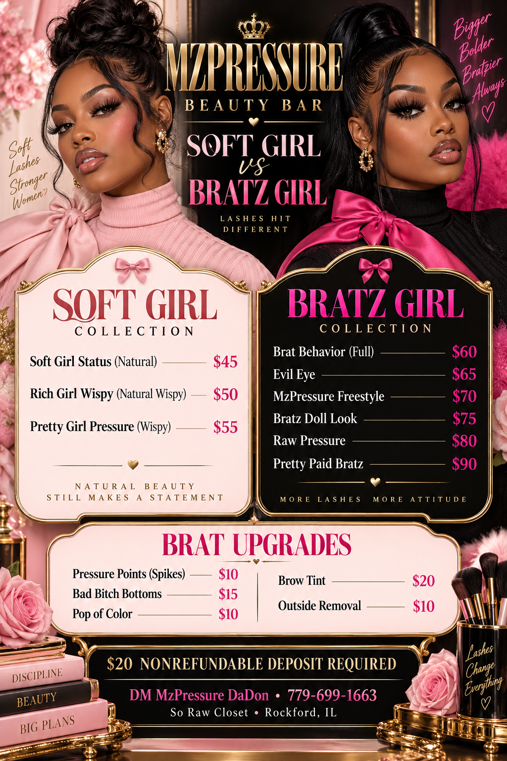 MzPressure Soft Girl and Bratz Girl price menu
